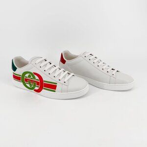 Gucci Ace Interlocking GG Web Stripe Sneakers White Size 36.5 US 6.5 Women's
